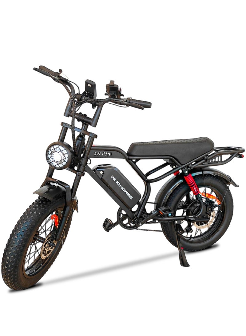 ويندهورس دراجة كهربائية ويند هورس V8 بقوة 1000 واط | بطارية 48V 18Ah | سرعة 60 كم/س | إطارات عريضة مع نظام تعليق مزدوج - Image 2